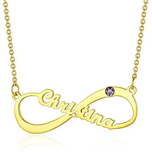 Custom4U Personalized Infinity Necklace with 1-4 Names - Custom 18K Gold Plated 925 Sterling Silver/Stainless Steel Birthstone Necklace Eternal Infinity Symbol Jewelry for Women Girls Custom4U Personalized Infinity Necklace with 1-4 Names - Custom 18K Gold Plated 925 Sterling Silver/Stainless Steel Birthstone Necklace Eternal Infinity Symbol Jewelry for Women Girls