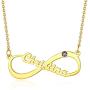 Custom4U Personalized Infinity Necklace with 1-4 Names - Custom 18K Gold Plated 925 Sterling Silver/Stainless Steel Birthstone Necklace Eternal Infinity Symbol Jewelry for Women Girls