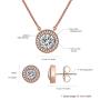 SNZM Jewelry Set for Women Rose Gold Cubic Zirconia Crystals Necklace and Sterling Silver Earrings Set for Wedding