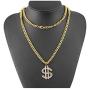 Weahre Dollar Sign Hip Hop Rapper Mens Necklace Rhinestone Pendant Gold Chain Jewelry for Rap Gangsta