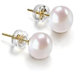 PAVOI 14K Gold AAA+ Handpicked White Freshwater Cultured Pearl Earrings Studs