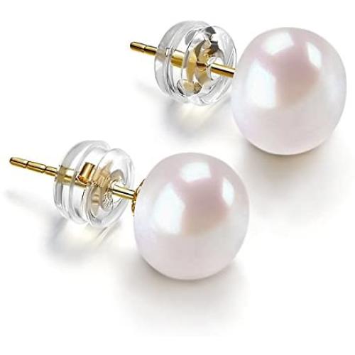 PAVOI 14K Gold AAA+ Handpicked White Freshwater Cultured Pearl Earrings Studs