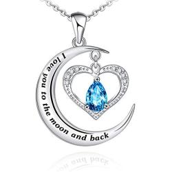 ATTRACTTO I Love You to The Moon and Back Pendant Necklace 925 Sterling Silver Moon Heart Necklaces for Women Girls Girlfriend Wife Mother Daughter