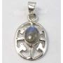 SilverStarJewel 925 Solid Silver Real Oval Labradorite Necklace Pendant 3 cm New Stone