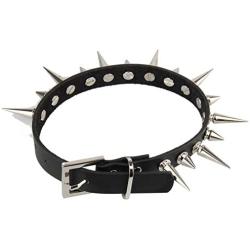 Bystar Unisex Genuine Leather Punk Rock Gothic Spikes Rivets Choker Collar Necklace