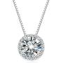 Cat Eye Jewels Sterling Silver Cubic Zirconia Diamond Rose Gold Halo Wedding Necklace for Women Girls