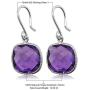 Gem Stone King 925 Sterling Silver Amethyst Dangle Womens Earrings 12.00 Cttw Gemstone Birthstone Cushion Checkerboard Cut