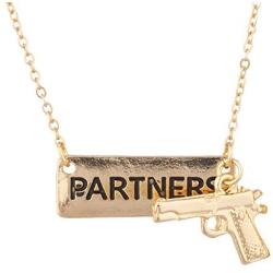 Lux Accessories Partners in Crime Gun Handcuff Friendship BFF Necklace