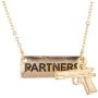 Lux Accessories Partners in Crime Gun Handcuff Friendship BFF Necklace
