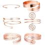 Besteel 6 Pieces Upper Arm Cuff Armband Bracelets Bangle for Women Coil Swirl Leaf Adjustable Arm Cuff Set