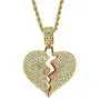 PAMTIER Mens Iced Out Full Diamond Broken Heart Pendant Necklace Chain Silver Gold PAMTIER Mens Iced Out Full Diamond Broken Heart Pendant Necklace Chain Silver Gold