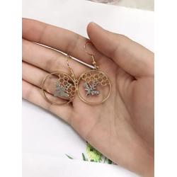 Fashion Women Girls Little Honeybee with Honeycomb Hive Hoop Earring Chic Dangle Jewelry