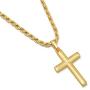 14K Gold Plated Sterling Silver Cross Pendant Italian 3mm Rope Chain Necklace - Choice of Sizes