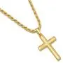 14K Gold Plated Sterling Silver Cross Pendant Italian 3mm Rope Chain Necklace - Choice of Sizes 14K Gold Plated Sterling Silver Cross Pendant Italian 3mm Rope Chain Necklace - Choice of Sizes