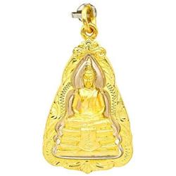 Phra Sothorn Pendant Charm Thai Buddha Amulet 22k Thai Baht Yellow Gold Plated Jewelry From Thailand Size 4.7 cm