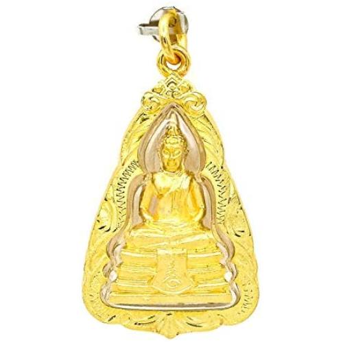 Phra Sothorn Pendant Charm Thai Buddha Amulet 22k Thai Baht Yellow Gold Plated Jewelry From Thailand Size 4.7 cm