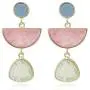 Multi Colorblock Geomtric Frame with Acrylic Gem Tear Drop Statement Earrings
