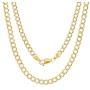 Nuragold 10k Yellow Gold 3.5mm Cuban Chain Curb Link Diamond Cut Pave Two Tone Pendant Necklace, Mens Womens Lobster Lock 16'' 18'' 20'' 22'' 24'' 26'' 28'' 30''