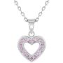 925 Sterling Silver CZ Small Open Heart Pendant Necklace for Girls 16''