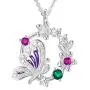 RMREWY 925 Sterling Silver Butterfly Necklace Colorful Cubic Zircon Butterfly Flower Pendant Necklace Jewelry Gift for Girlfriends or Women