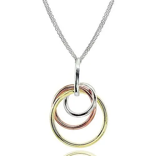 Sterling Silver Polished Intertwined Triple Hoop Pendant Necklace Sterling Silver Polished Intertwined Triple Hoop Pendant Necklace