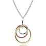 Sterling Silver Polished Intertwined Triple Hoop Pendant Necklace