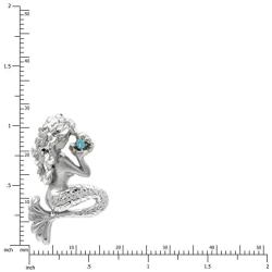 Sterling Silver and Blue Topaz Mermaid Necklace Pendant with 18'' Box Chain