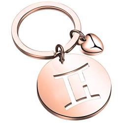 FAADBUK Zodiac Sign Keychain CZ Horoscope Gift Zodiac 12 Constellation Pendant Keyring Birthday Friendship Astrology Gift for Women Men Jewelry
