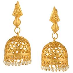 Efulgenz Indian Bollywood Pearl Peacock Style Jhumka Jhumki Jewelry Earrings Set