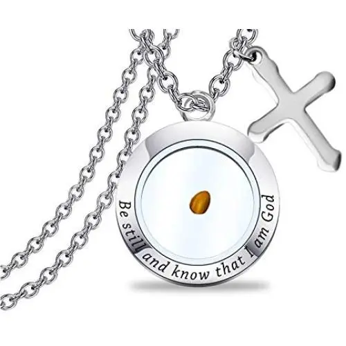 KUIYAI Mustard Seed Necklace Christian Gift Seed Charm Necklace Be Still and Know That I am God Inspirational Religious Bible Verse Jewelry Gift for Woman Girls KUIYAI Mustard Seed Necklace Christian Gift Seed Charm Necklace Be Still and Know That I am God Inspirational Religious Bible Verse Jewelry Gift for Woman Girls