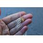 Night Owl Jewelry 24k Gold Plated Bronze Honey Bee and Sterling Silver Honeycomb Necklace- Available in 16'' to 26'' Lengths