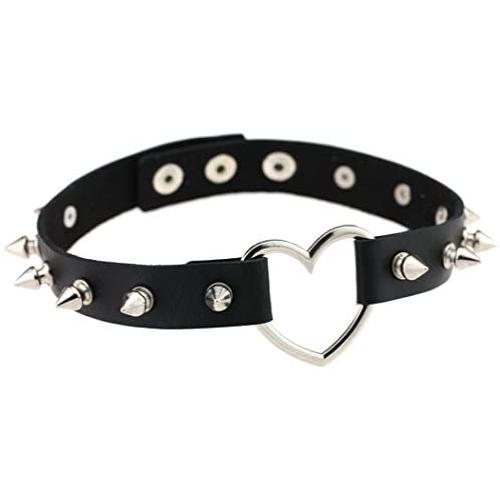 Qiandi Handmade Harajuku Punk Goth Sexy PU Leather Rivet Choker Necklace for Women Birthday Party Gift Club Body Jewelry