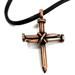 FORGIVEN JEWELRY Antique Nail Cross Necklace in Copper