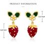 Fruit Strawberry Earrings Red Dangle Hypoallergenic Cute Aesthetic Weird Quirky Funny Earrings for Women Teen Girls Kids Sensitive Ears Gold Sterling Silver Trendy Summer Theme Sweety Jewelry