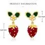Fruit Strawberry Earrings Red Dangle Hypoallergenic Cute Aesthetic Weird Quirky Funny Earrings for Women Teen Girls Kids Sensitive Ears Gold Sterling Silver Trendy Summer Theme Sweety Jewelry