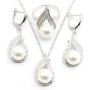 Aixili White Freshwater Pearl Jewelry Set for Women Silver White Gold Plated Necklace Pendant Drop Earring Rings Wedding Bridal Jewelry