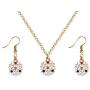 Dcfywl731 Christmas Vintage Deer Jewelry Set Snowflake Necklace Bell Necklace Christmas Necklace Earrings for Girl