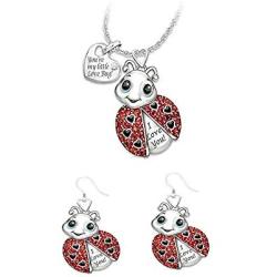 RTY Cute Ladybug Insect Necklace Earrings Set Youre My Little Love Bug Jewelry Friendships