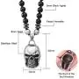 PEARLADA Gothic Skull Necklace Pendant Necklace Fashion Star of David and Cross Dangle Necklaces Long Black Onyx Beads Jewelry Handmade for Women Stainless Steel Necklace