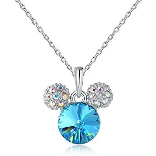 HERAYLI Mickey Mouse Pendant Necklace for Girls/Women,Made with Swarovski Crystal Lovely Women Necklace Jewelry Gift (Blue)