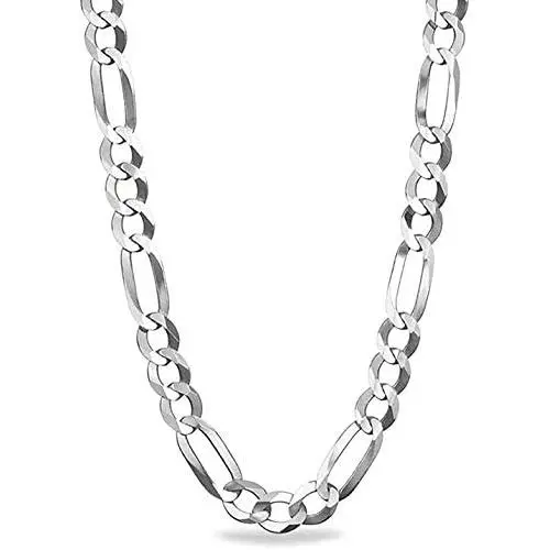 Savlano 925 Sterling Silver 8mm Italian Solid Figaro Link Chain Necklace with Gift Box for Men & Women - Made in Italy Savlano 925 Sterling Silver 8mm Italian Solid Figaro Link Chain Necklace with Gift Box for Men & Women - Made in Italy