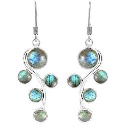 Natural Labradorite Earrings 925 Silver Overlay handmade Dangle Earrings
