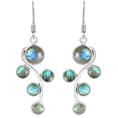 Natural Labradorite Earrings 925 Silver Overlay handmade Dangle Earrings