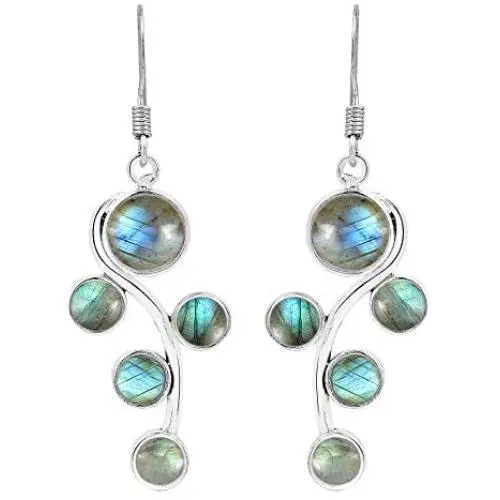 Natural Labradorite Earrings 925 Silver Overlay handmade Dangle Earrings Natural Labradorite Earrings 925 Silver Overlay handmade Dangle Earrings