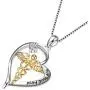 YFN 925 Sterling Silver Caduceus Angel Nursing Themed Pendant Necklace 18''