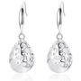 Sllaiss 925 Sterling Silver Filigree Drop Earrings for Women White Gold Plated Moonlight Teardrop Dangle Earrings Hypoallergenic Jewelry Gift