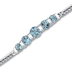 Peora Swiss Blue Topaz Bracelet Sterling Silver 5.00 Carats 5 Stone Design