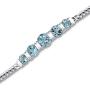 Peora Swiss Blue Topaz Bracelet Sterling Silver 5.00 Carats 5 Stone Design