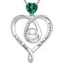 May Birthstone Emerald Jewelry I Love You Necklace 100 Languages to the Moon and Back Mothers Day Necklace for Birthday Gifts Sterling Silver Necklace