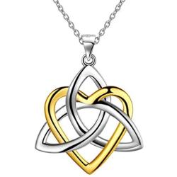 Besilver Christmas Necklace Gift Men Women 925 Sterling Silver Celtic Magen David Star/Horus Eye of Ra/Double Heart/Celtic Knot Pendant Necklace Amulet Jewelry Gift